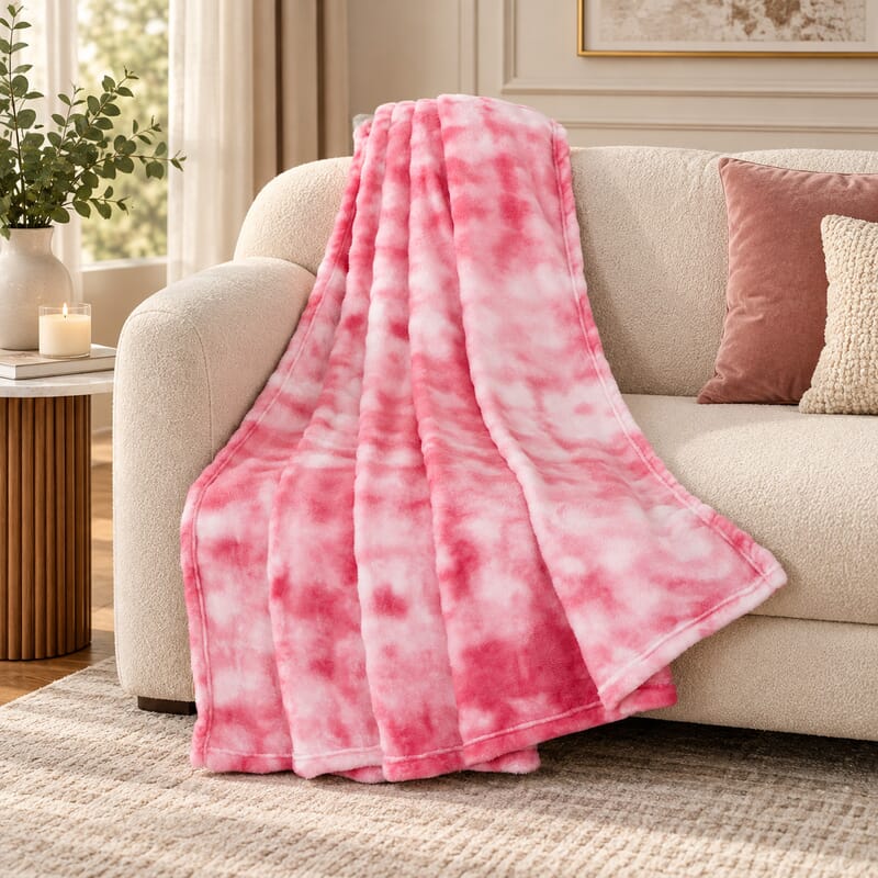 Pink Single Layer Tie-dye Blanket