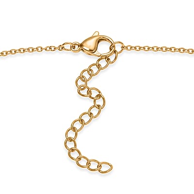 EverTrue Peacock Quartz (Triplet) and Hebei Peridot 7.60 ctw Royal Blossom Feather Necklace (18-20 Inches) in 18K YG Plated with ION Plated YG Stainless Steel