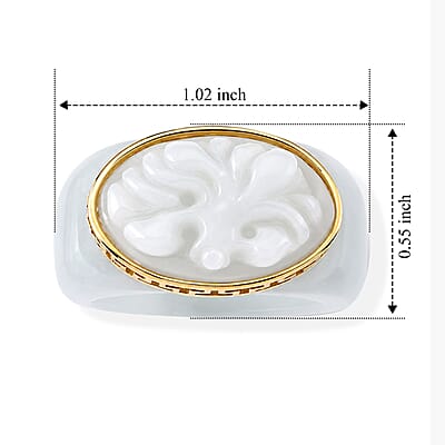 D'Joy Natural Jade 39.40 ctw Carved and Band Ring in 14K Yellow Gold Over Sterling Silver (Size 5.0)