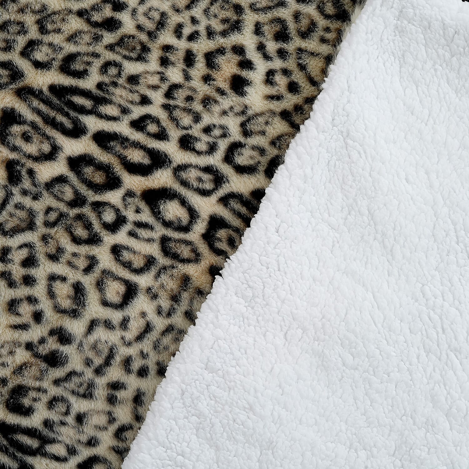 Livmore White Double Layer Leopard Print Blanket