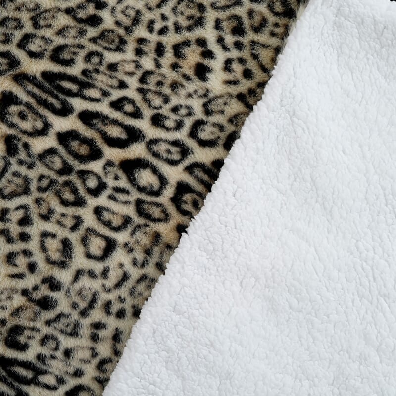 Livmore White Double Layer Leopard Print Blanket