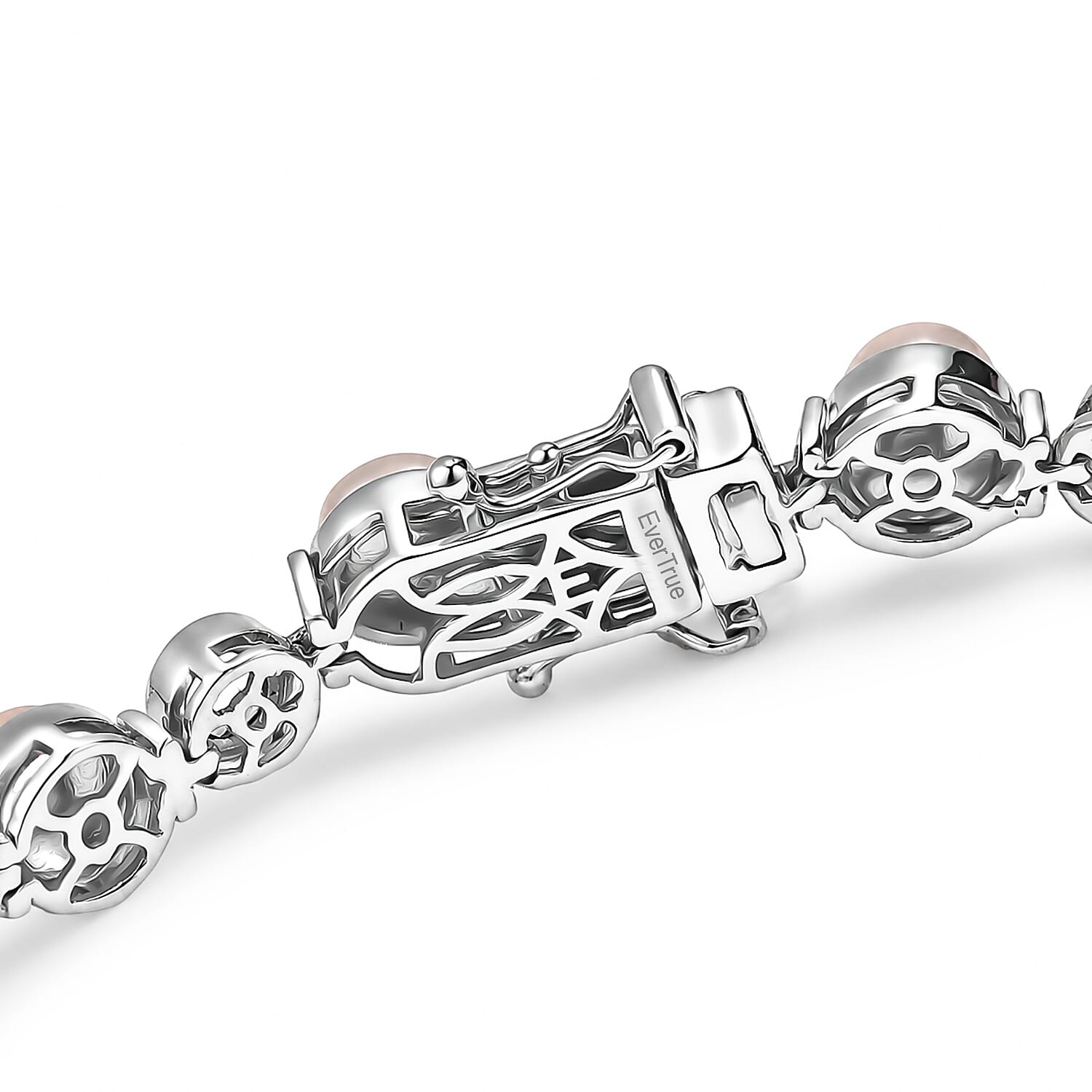 EverTrue Pink Freshwater Pearl and White Topaz 3.15 ctw Endless Pearl Harmony Bracelet in Platinum Bond (6.50 In)
