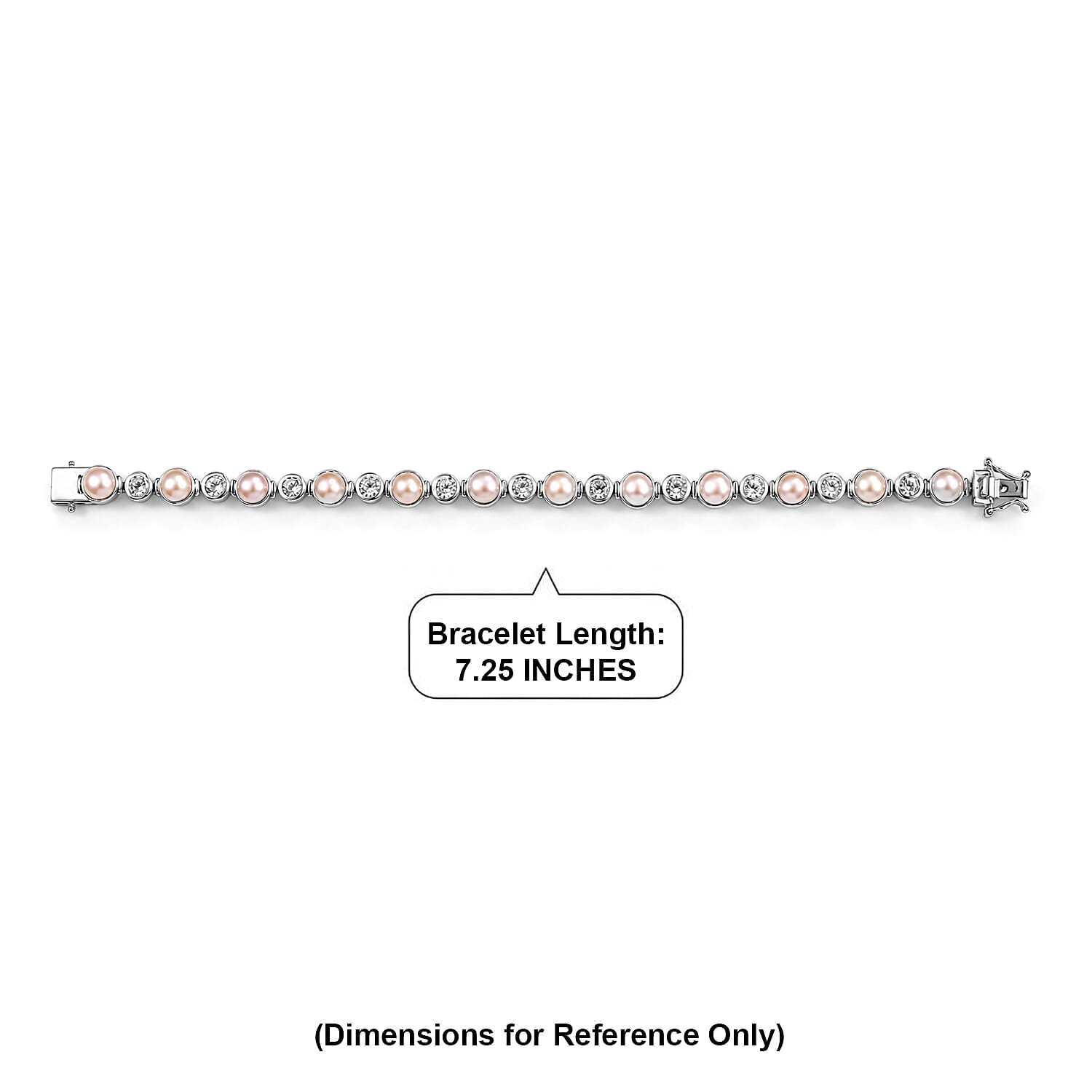 EverTrue Pink Freshwater Pearl and White Topaz 3.15 ctw Endless Pearl Harmony Bracelet in Platinum Bond (6.50 In)