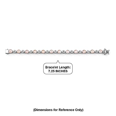 EverTrue Pink Freshwater Pearl and White Topaz 3.15 ctw Endless Pearl Harmony Bracelet in Platinum Bond (6.50 In)