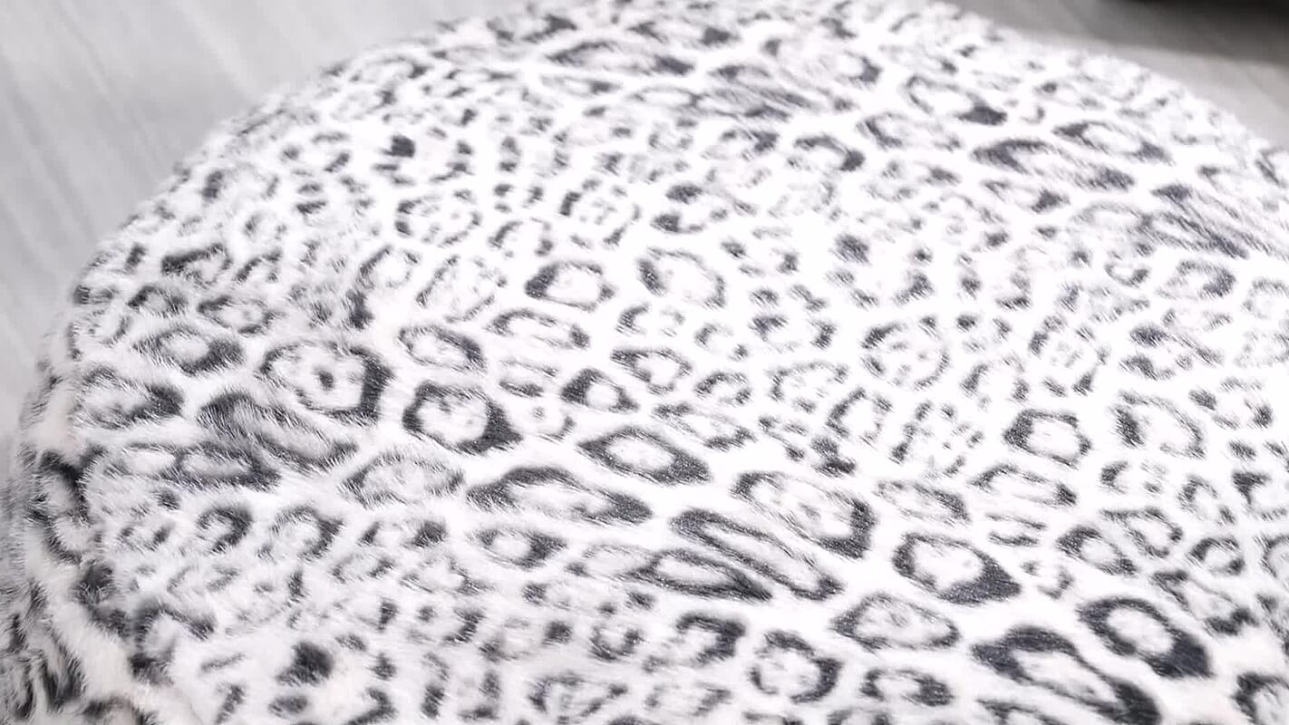 Livmore White Faux Fur Leopard Print Floor Cushion