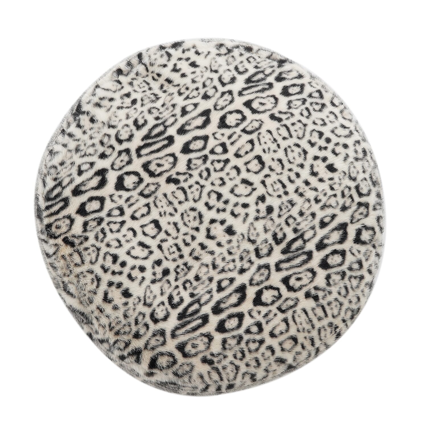 Livmore White Faux Fur Leopard Print Floor Cushion