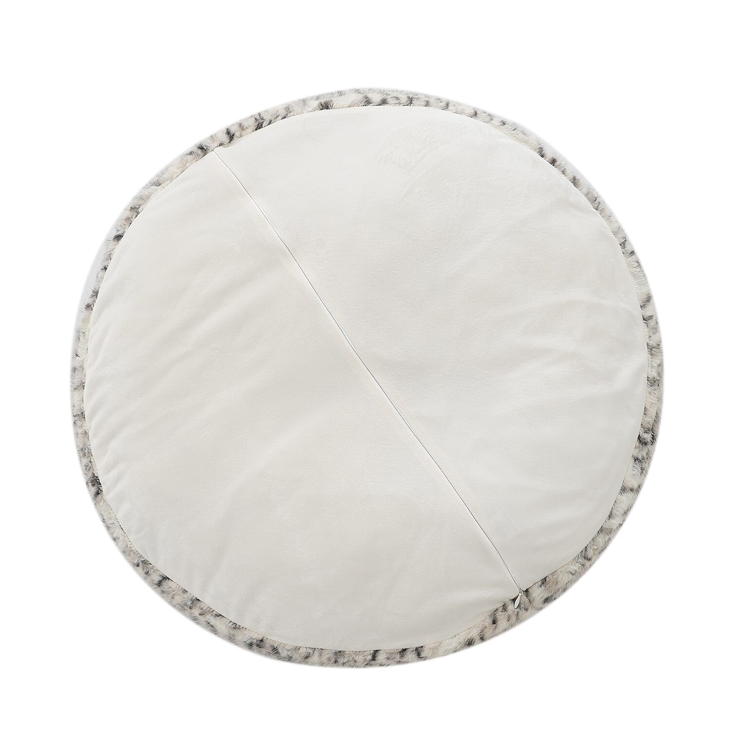 Livmore White Faux Fur Leopard Print Floor Cushion