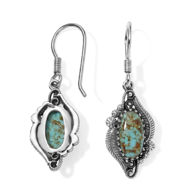 D'Joy Artisan Crafted Premium Royston Turquoise 4.10 ctw Earrings in Sterling Silver