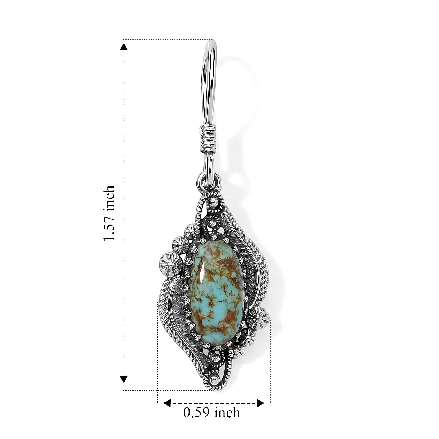 D'Joy Artisan Crafted Premium Royston Turquoise 4.10 ctw Earrings in Sterling Silver