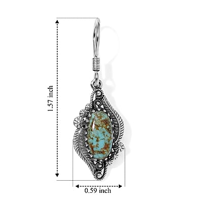 D'Joy Artisan Crafted Premium Royston Turquoise 4.10 ctw Earrings in Sterling Silver
