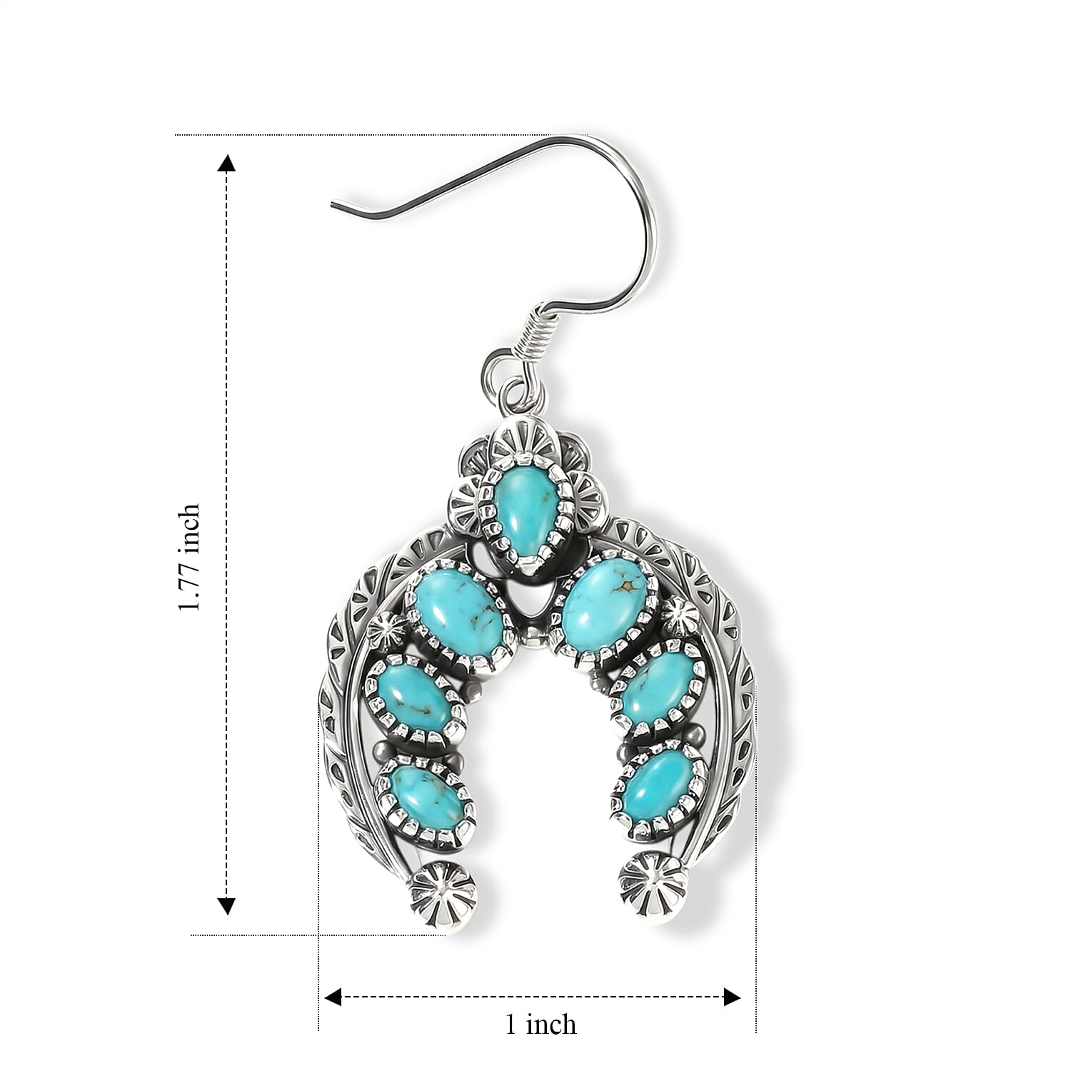 D'Joy Artisan Crafted Premium Royston Turquoise 5.10 ctw Earrings in Sterling Silver