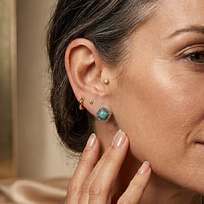 D'Joy Artisan Crafted Premium Royston Turquoise 3.65 ctw Earrings in Sterling Silver
