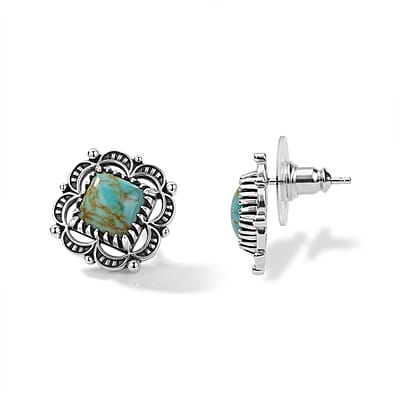 D'Joy Artisan Crafted Premium Royston Turquoise 3.65 ctw Earrings in Sterling Silver