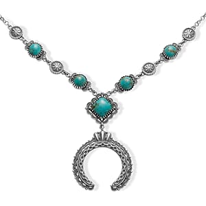 D'Joy Premium Royston Turquoise 9.00 ctw Necklace (18 Inches) in Sterling Silver