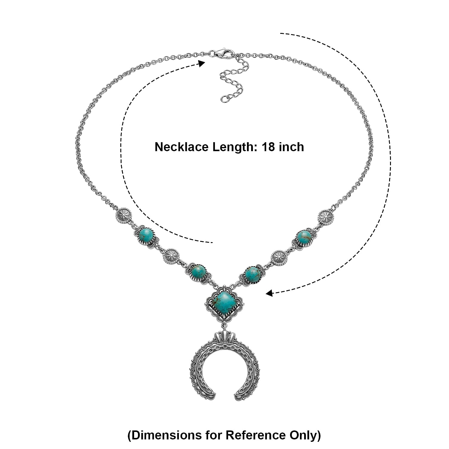 D'Joy Premium Royston Turquoise 9.30 ctw Necklace (18 Inches) in Sterling Silver