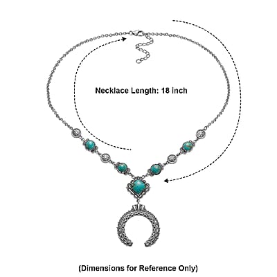 D'Joy Premium Royston Turquoise 9.30 ctw Necklace (18 Inches) in Sterling Silver