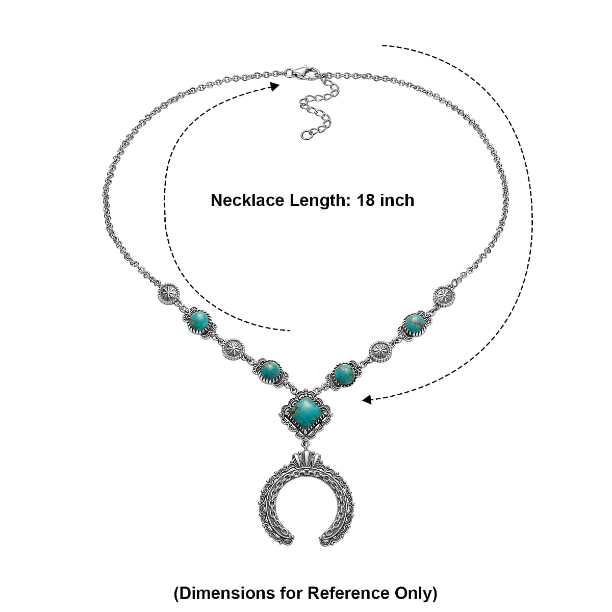 D'Joy Premium Royston Turquoise 9.00 ctw Necklace (18 Inches) in Sterling Silver image number 1