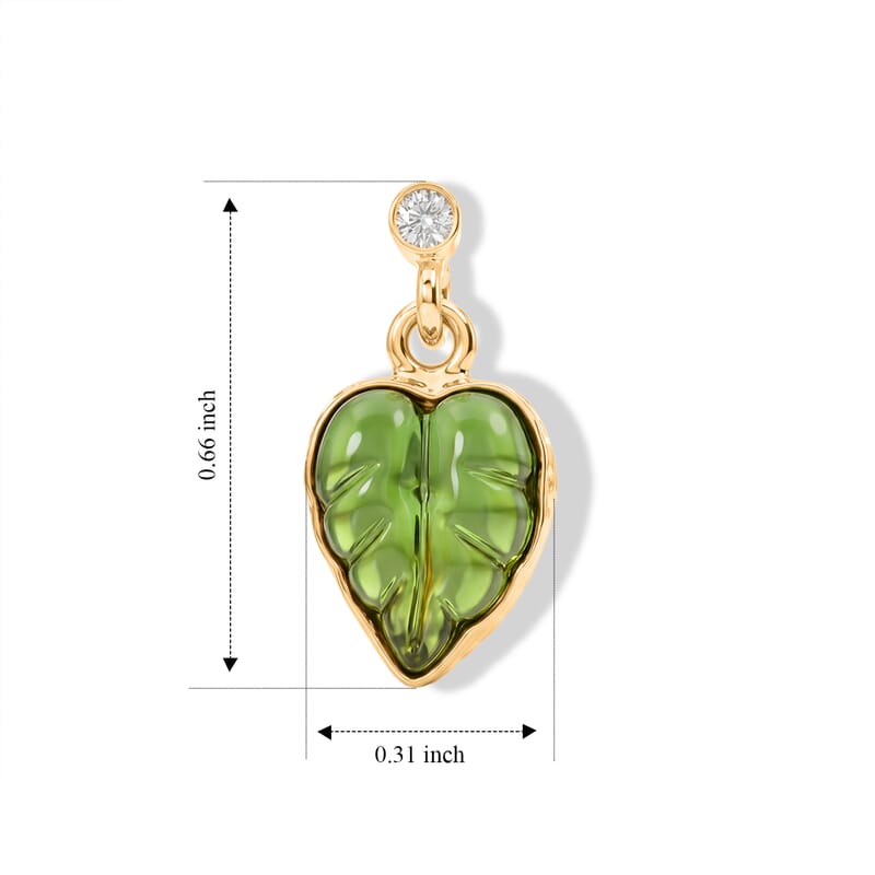 GP Green Murano Style and White Zircon 0.15 ctw Fancy Earrings in 18K Vermeil Yellow Gold Over Sterling Silver
