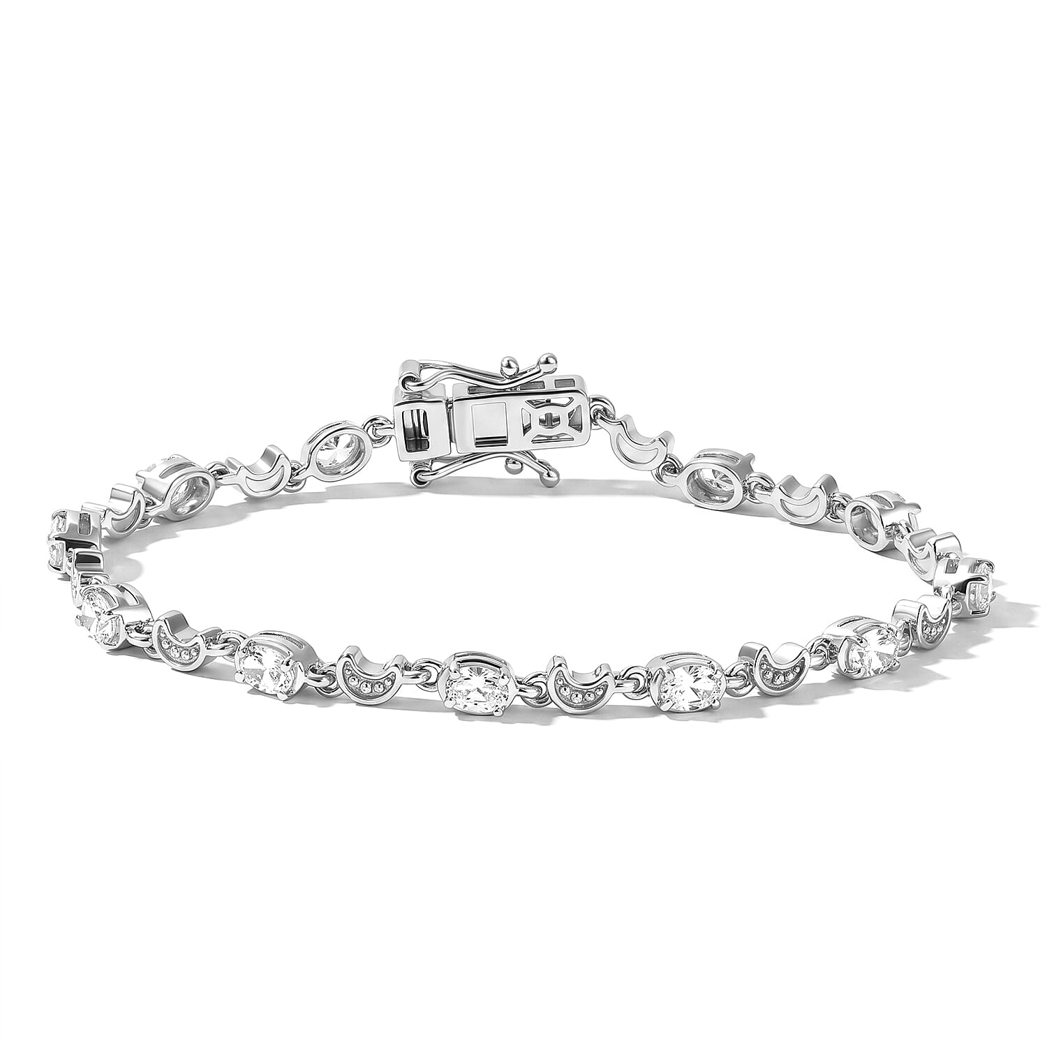 EverTrue Premium Rainbow Moonstone 1.90 ctw Line Bracelet in Platinum Bond (6.50 In)