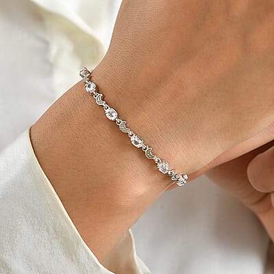 EverTrue Premium Rainbow Moonstone 1.90 ctw Line Bracelet in Platinum Bond (6.50 In)