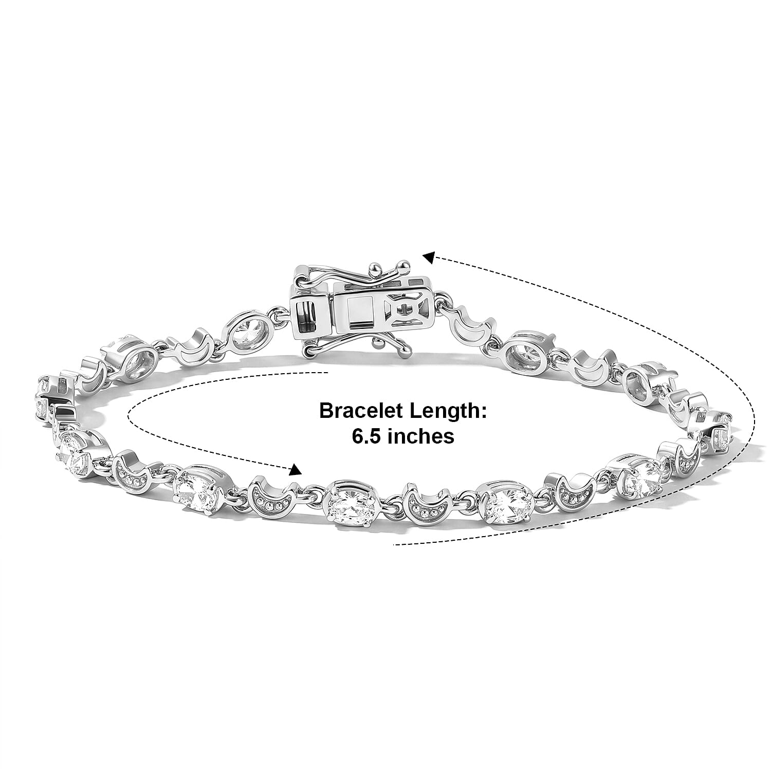 EverTrue Premium Rainbow Moonstone 1.90 ctw Line Bracelet in Platinum Bond (6.50 In)