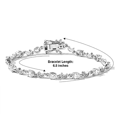 EverTrue Premium Rainbow Moonstone 1.90 ctw Line Bracelet in Platinum Bond (6.50 In)