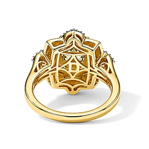 D'Joy AAA Turkizite and Multi Gemstone 2.30 ctw Luminious Bloom Ring in 18K Vermeil Yellow Gold Over Sterling Silver (Size 7.0)