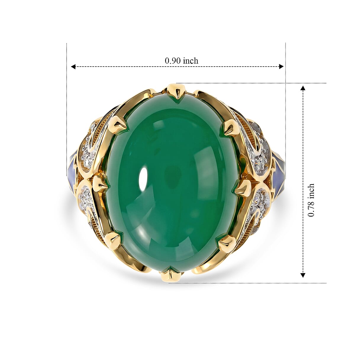 GP Verde Onyx and White Zircon 10.80 ctw Ring in 18K Vermeil Yellow Gold Over Sterling Silver (Size 10.0) image number 3