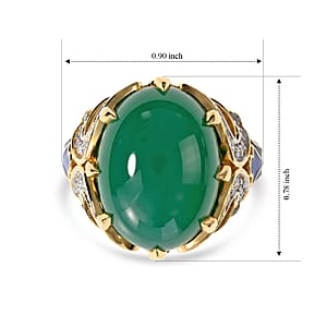 GP Verde Onyx and White Zircon 10.80 ctw Ring in 18K Vermeil Yellow Gold Over Sterling Silver (Size 10.0)