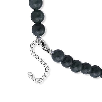 D'Joy Natural Olmec Jadeite 430.00 ctw Carved Dragon Pendant with Beaded Necklace (18-20 Inches) in Rhodium Over Sterling Silver
