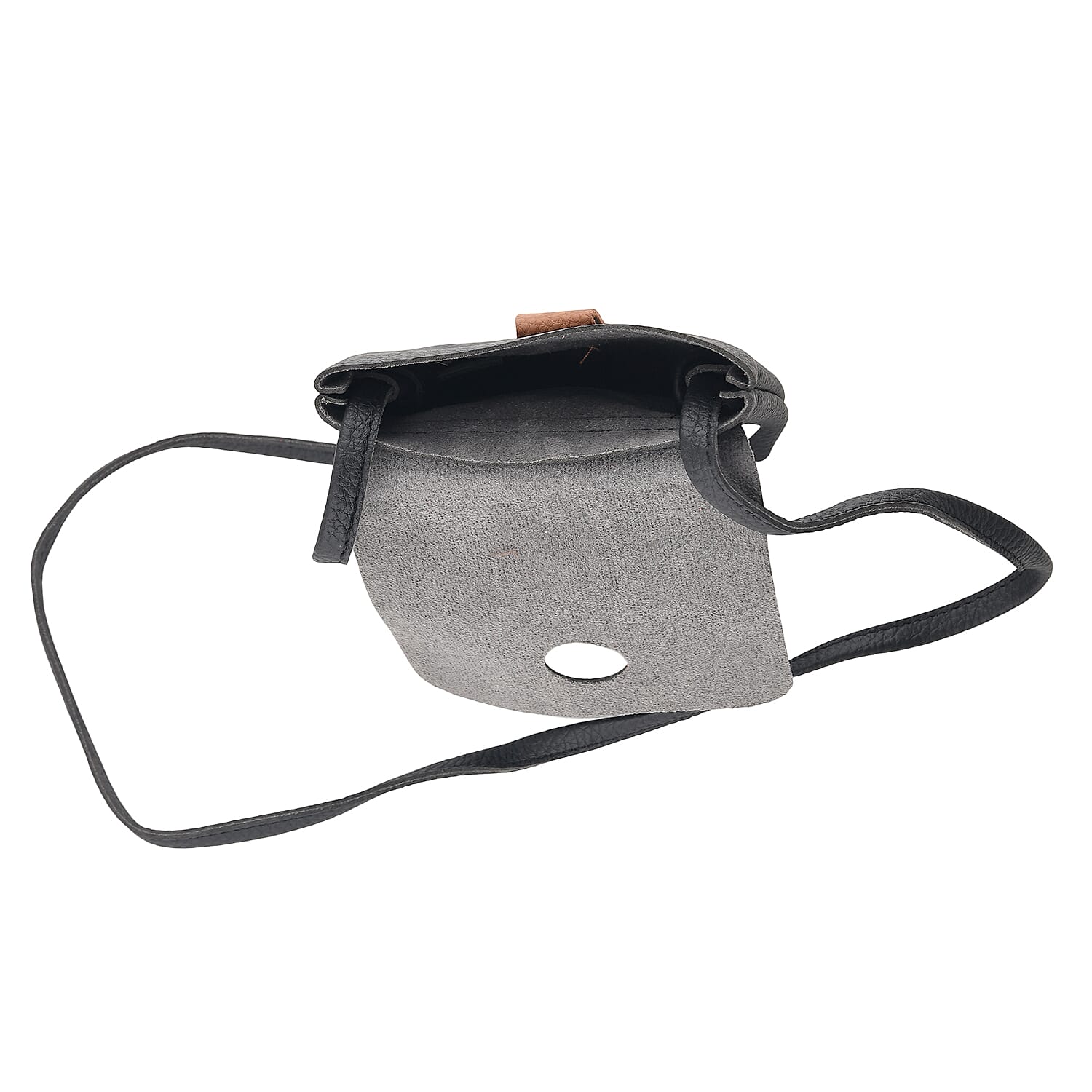 La Marey Black Genuine Leather Embossed Brand Crossbody Wallet