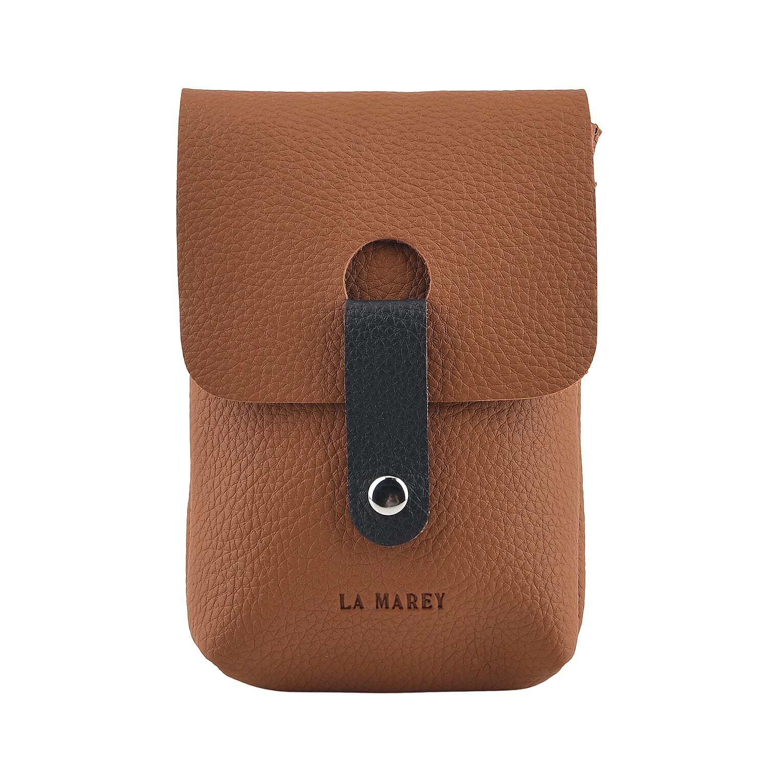 La Marey Brown Genuine Leather Embossed Brand Crossbody Wallet