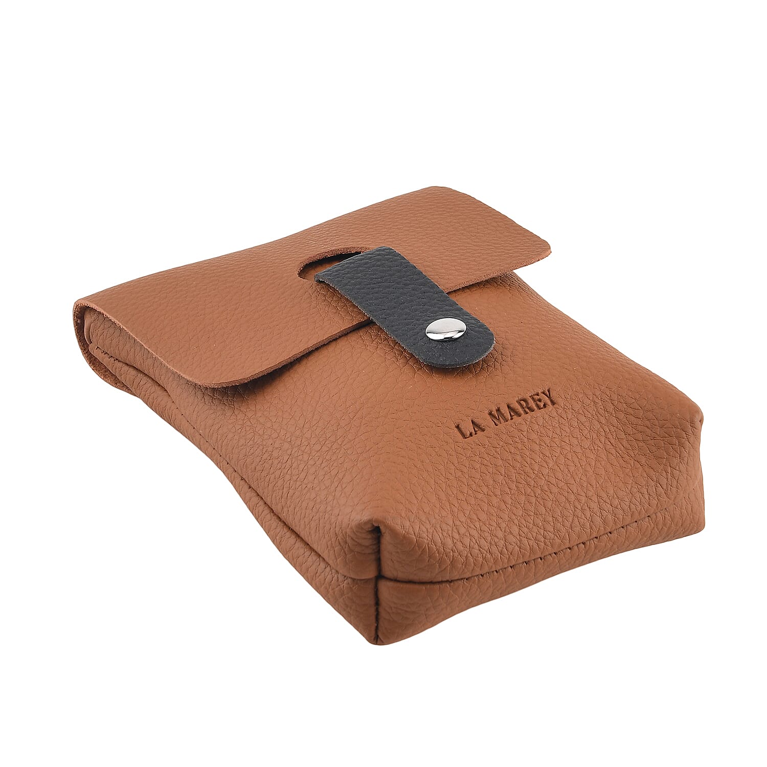 La Marey Brown Genuine Leather Embossed Brand Crossbody Wallet