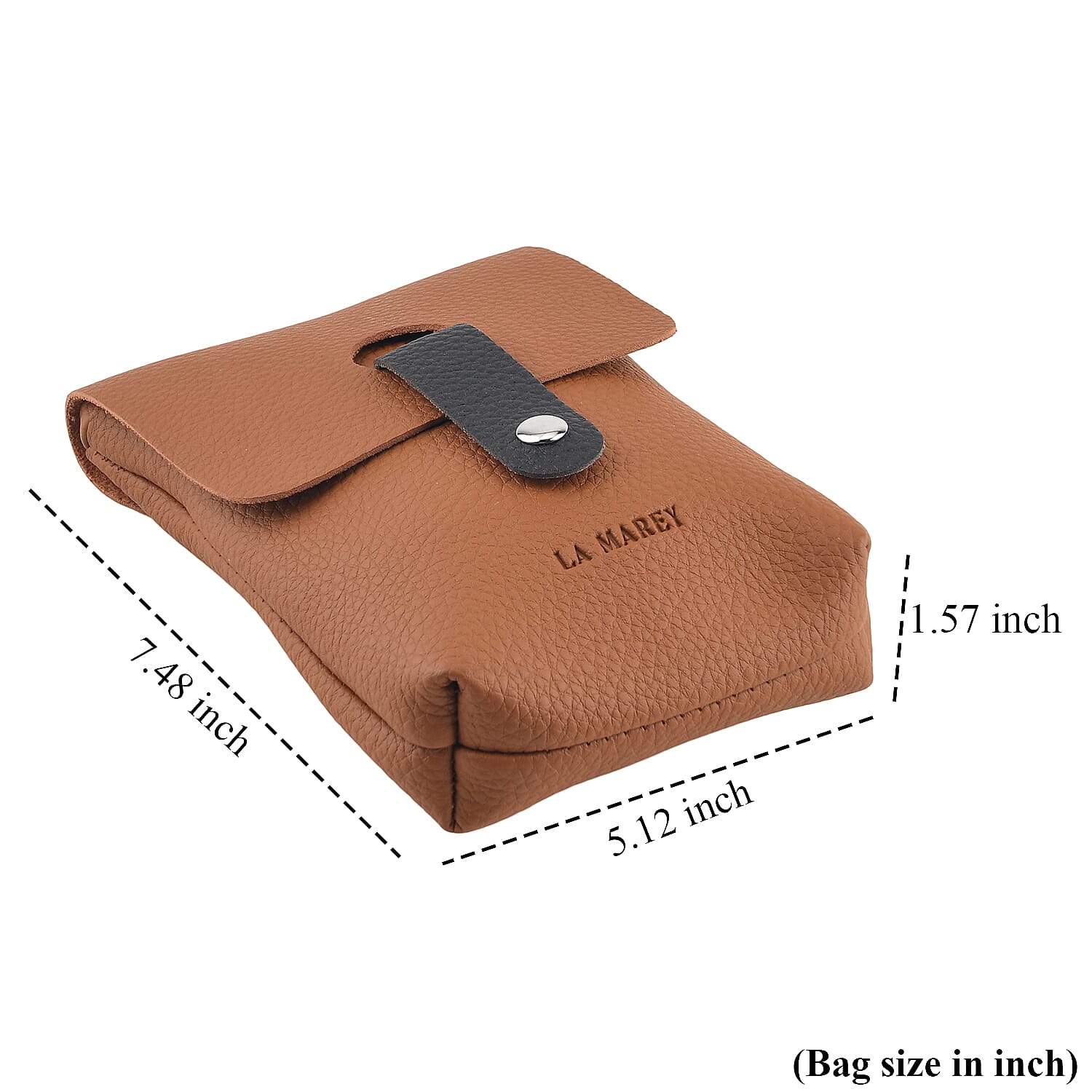 La Marey Brown Genuine Leather Embossed Brand Crossbody Wallet
