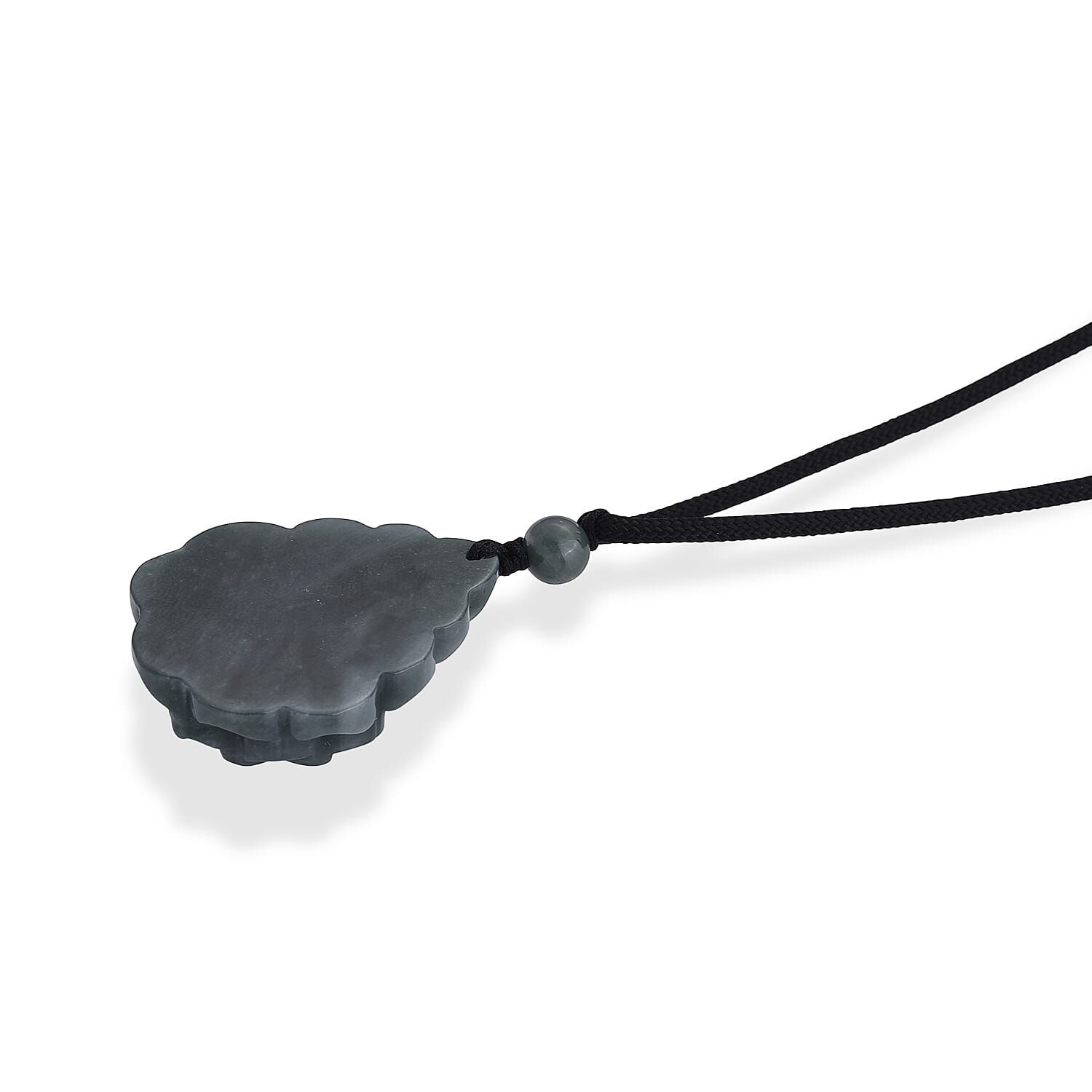 Natural Olmec Jadeite 75.00 ctw Carved Rose Flower Pendant with Black Cord Necklace (26-28 Inches)
