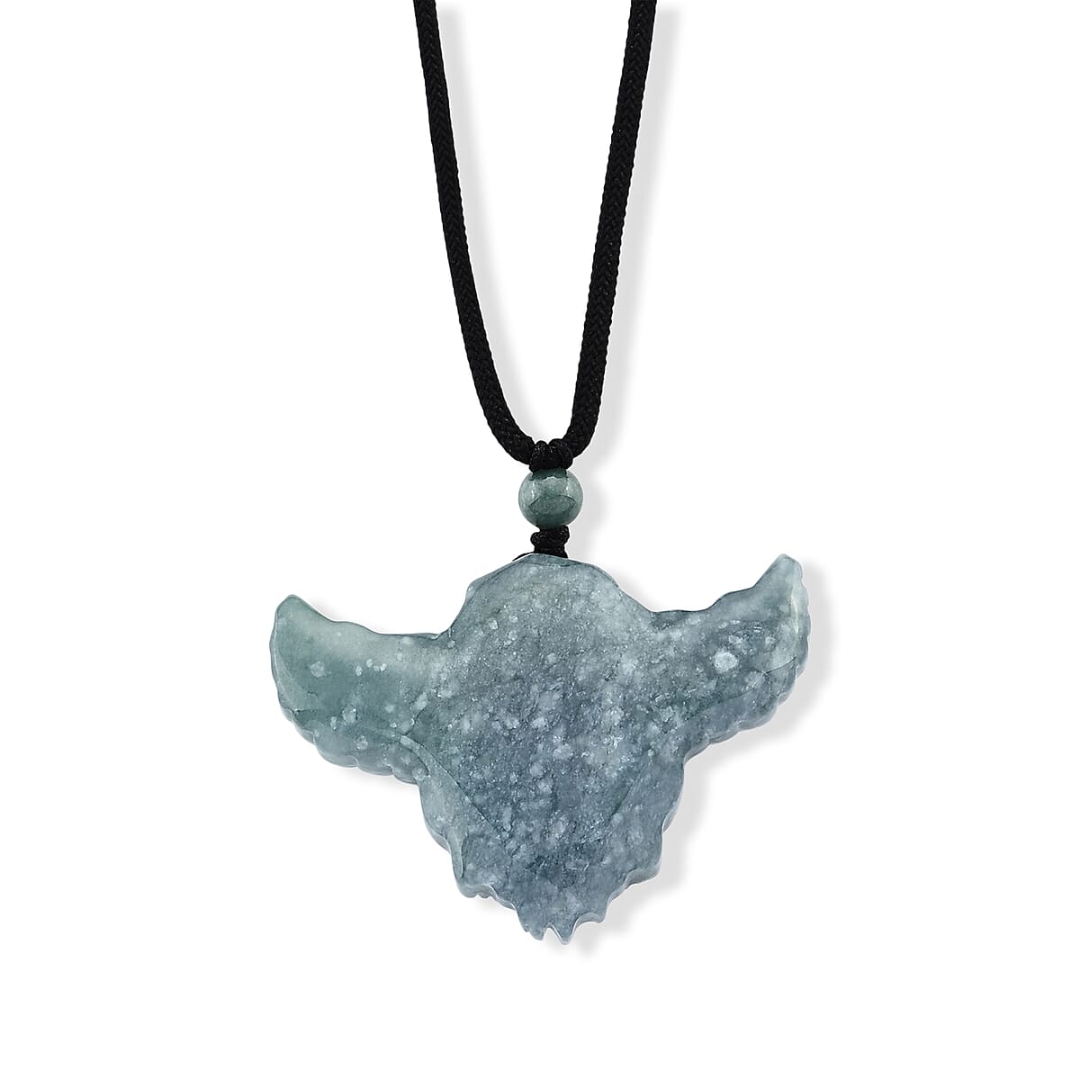 Natural Olmec Jadeite 65.00 ctw Carved Lucky Bat Pendant with Black Cord Necklace (26-28 Inches) image number 4