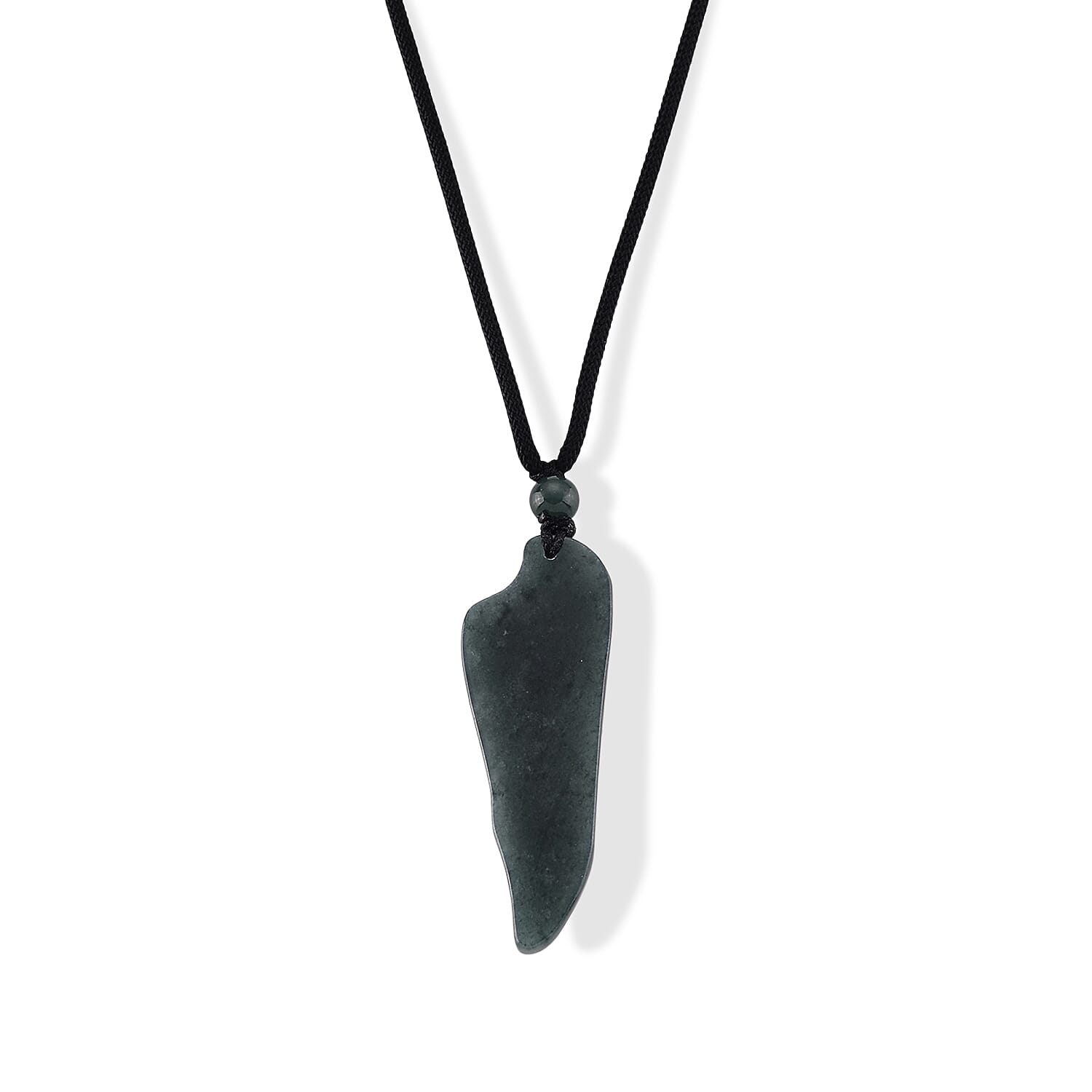 Natural Olmec Jadeite 45.00 ctw Carved Angel Wing Pendant with Black Cord Necklace (26-28 Inches)