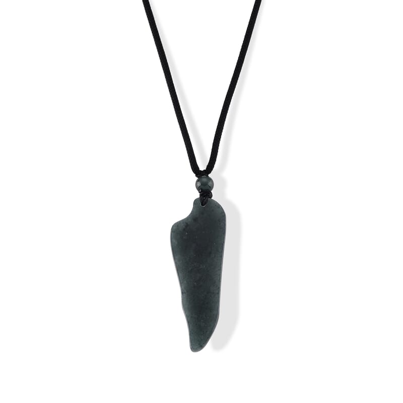 Natural Olmec Jadeite 45.00 ctw Carved Angel Wing Pendant with Black Cord Necklace (26-28 Inches)