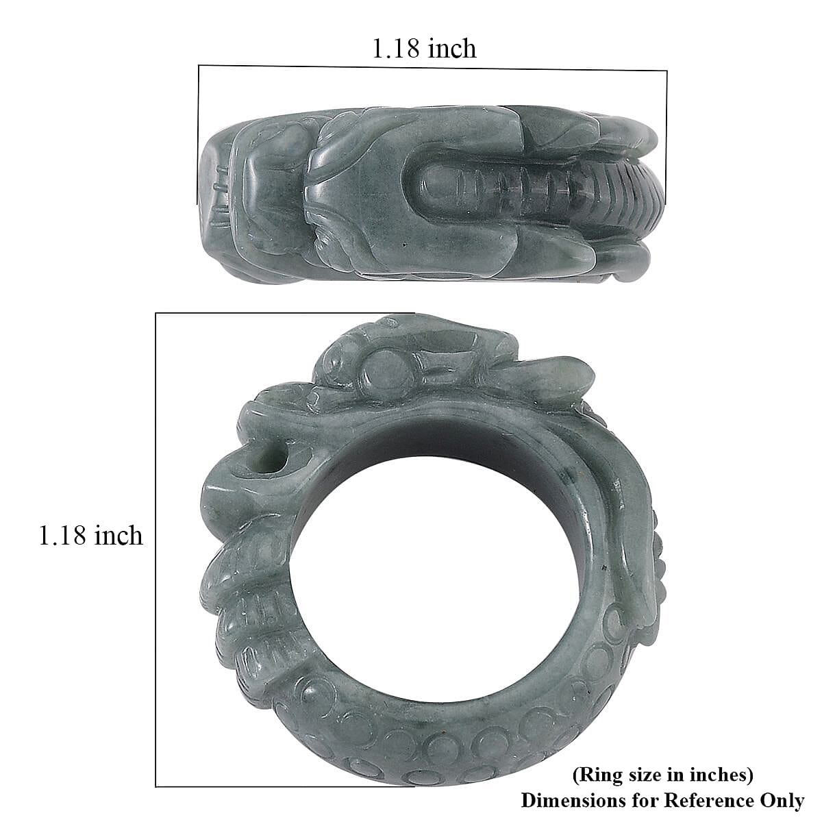 Natural Olmec Jadeite 40.00 ctw Carved Dragon Men's Ring (Size 12.0) image number 4