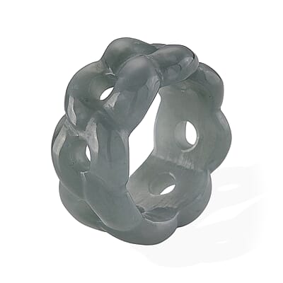 Natural Olmec Jadeite 30.00 ctw Carved Flowing Infinity Band Ring (Size 6.0)