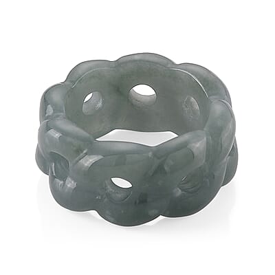 Natural Olmec Jadeite 30.00 ctw Carved Flowing Infinity Band Ring (Size 6.0)