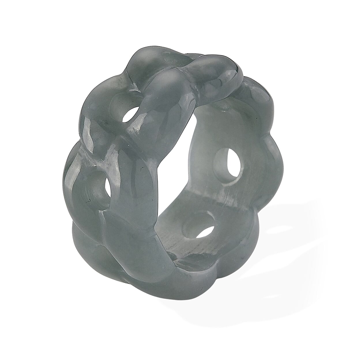 Natural Olmec Jadeite 30.00 ctw Carved Flowing Infinity Band Ring (Size 7.0) image number 3