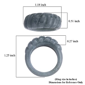 Natural Olmec Jadeite 45.00 ctw Carved Ribbed Band Ring (Size 9.0)
