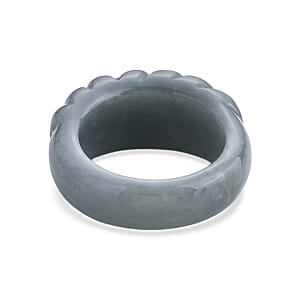 Natural Olmec Jadeite 45.00 ctw Carved Ribbed Band Ring (Size 9.0)