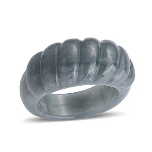 Natural Olmec Jadeite 45.00 ctw Carved Ribbed Band Ring (Size 9.0)