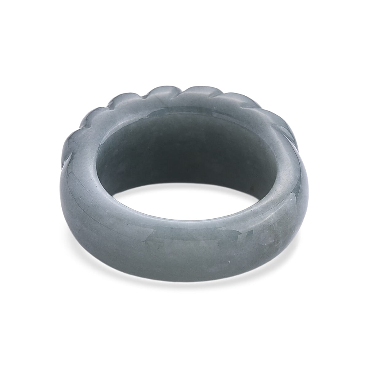 Natural Olmec Jadeite 45.00 ctw Carved Ribbed Band Ring (Size 9.0) image number 2