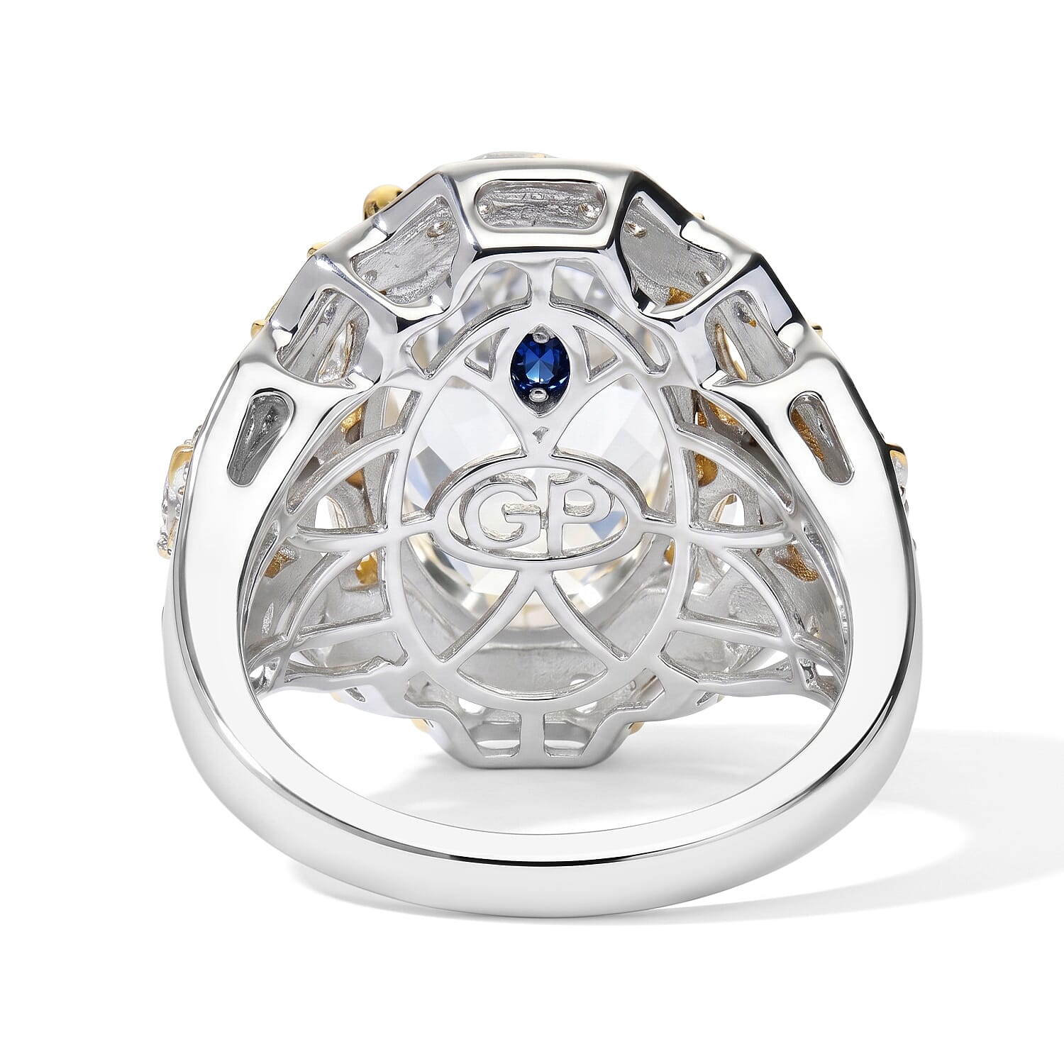 GP Trionfo Collection White Topaz 11.10 ctw Ring 18K Vermeil YG and Rhodium Over Sterling Silver (Size 10.0)