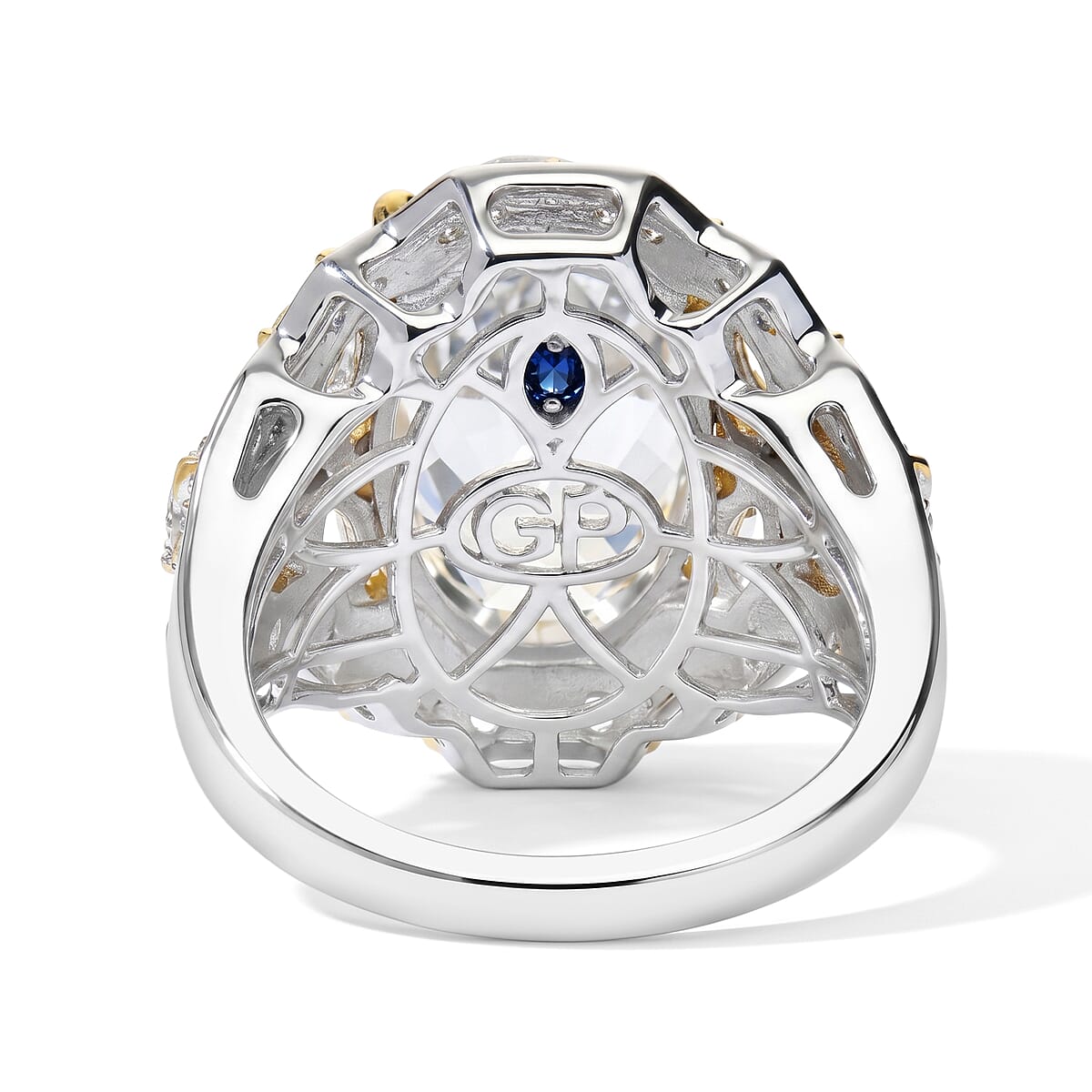 GP Trionfo Collection White Topaz 11.10 ctw Ring 18K Vermeil YG and Rhodium Over Sterling Silver (Size 10.0) (Ships in 8-10 Days) image number 2