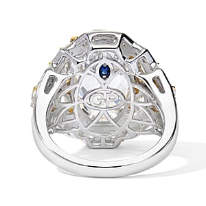 GP Trionfo Collection White Topaz 11.10 ctw Ring 18K Vermeil YG and Rhodium Over Sterling Silver (Size 10.0) (Ships in 8-10 Days)