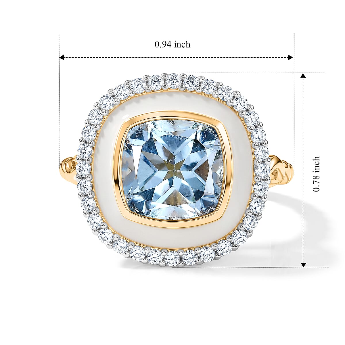GP Trionfo Collection Premium Sky Blue Topaz, White Zircon Ring in 18K Vermeil YG Over Sterling Silver (Size 10.0) 6.10 ctw image number 3